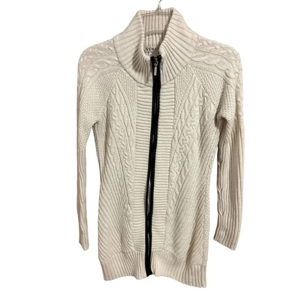 Venus Women’s Size XS Cable Knit Full Zip Up Sweater Cardigan
